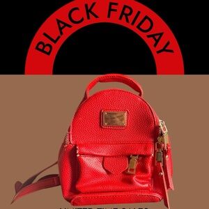 Forever 21 Vibrant Red Backpack with Gold Accents